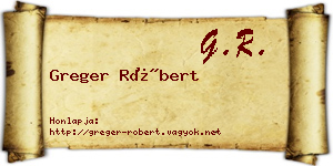 Greger Róbert névjegykártya