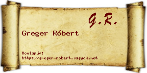 Greger Róbert névjegykártya
